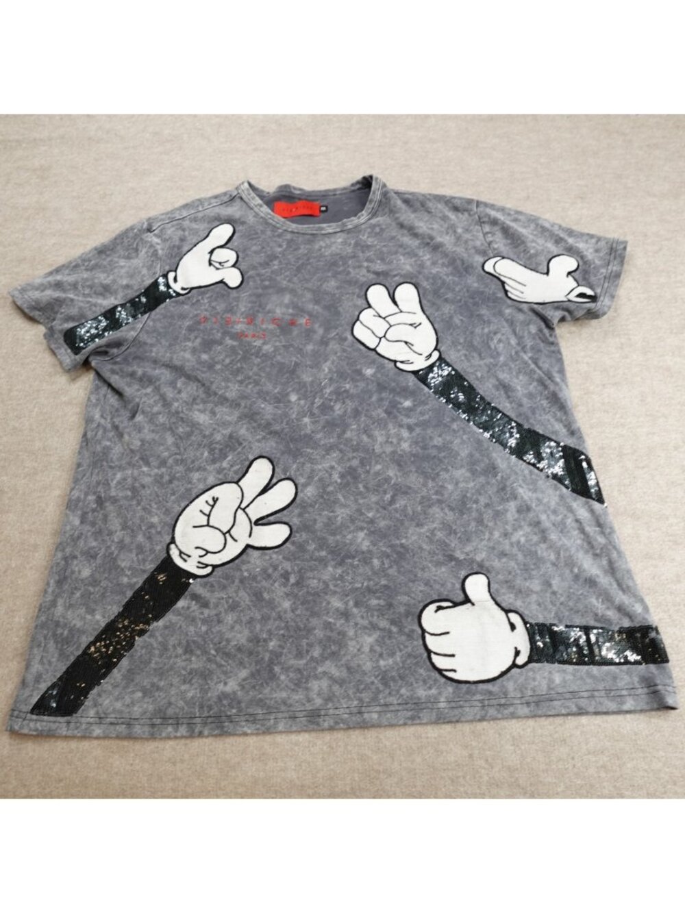 Vie Riche Mens Shirt 2XL Gray Mickey Rock Paper Scissors Disney